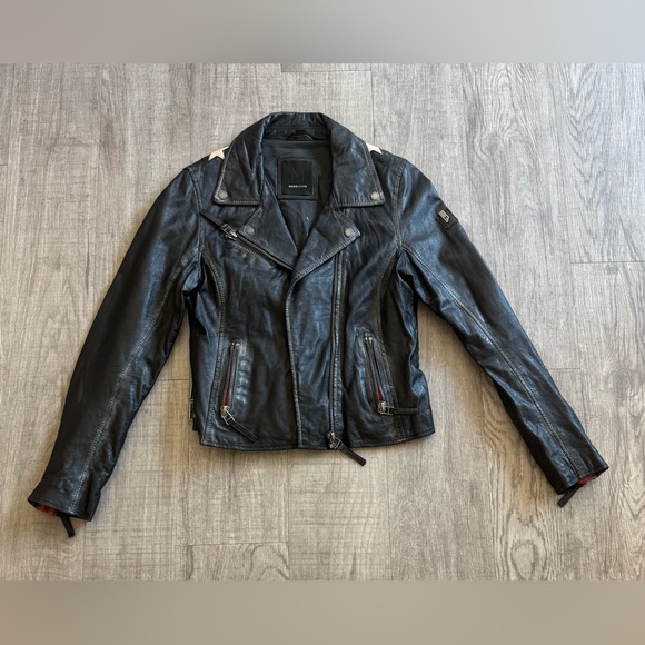 Mauritius Black Scatter Star Leather Jacket Size 8 - Picture 2 of 16